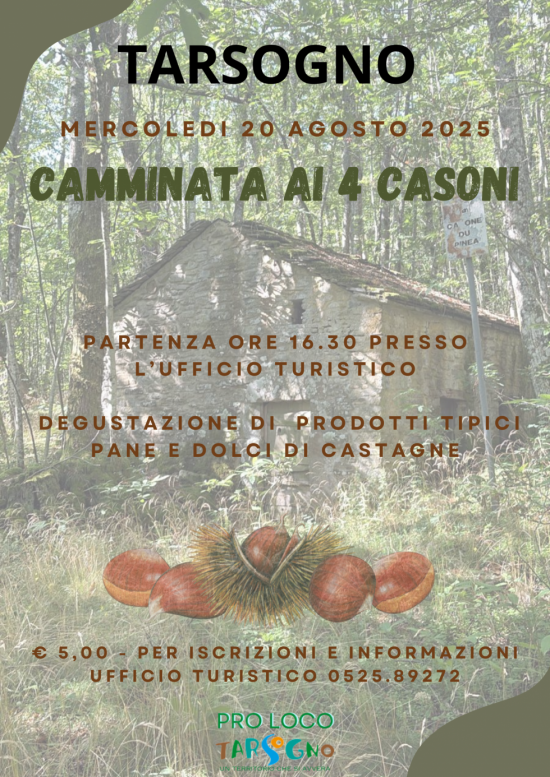 CAMMINATA AI CASONI con degustazione prodotti tipici a base di castagne